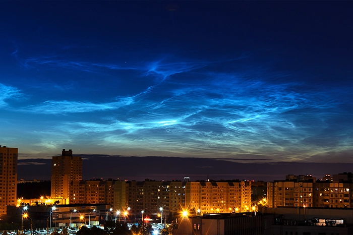 noctilucent clouds over the city